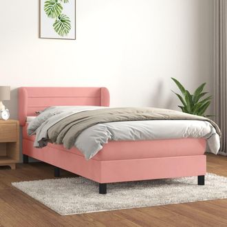 vidaXL Vidaxl - Cama Box Spring Con Colch&oacute;n Terciopelo Rosa 100x200 Cm