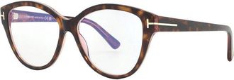 Tom Ford FT5954-B 056 Havana/Clear Blue Light Block 54mm