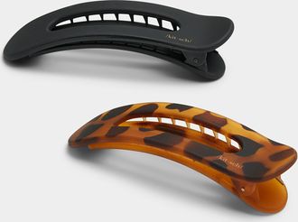 Kitsch Womens Large recycled-plastic rectangular clips Set of 2