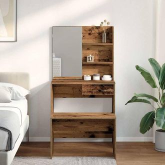 Berkfield Home Beautiful Dressing Table Set Old Wood Engineered Wood in Brown
