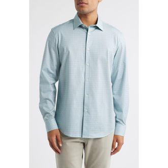 Bugatchi James OoohCotton Gingham Button-Up Shirt in Menthol at Nordstrom, Size Xxx-Large