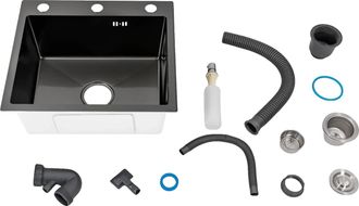 OEM Fregadero De Cocina De Acero Inoxidable Con Dispensador De Jab&oacute;n Integrado, Color Negro