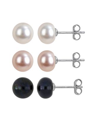 Rina Limor Silver 7-8Mm Pearl Stud Earrings