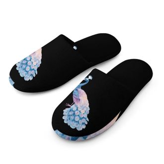 Generic Peacock Watercolor Mens House Slippers Slip Indoor Slipper On Shoes Warm Outdoor