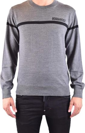 Dsquared2 Crew Neck Sweater Contrast Stripe - Heren - Ronde hals truien - Grijs - XL - Wol - Truien & Vesten