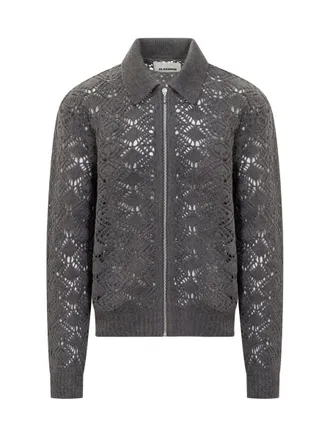 Jil Sander Jil Sander Grey Embroidered Knitted Jacket