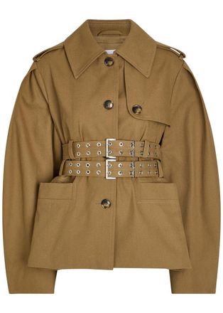 Ganni Belted Canvas Trench Jacket - Light Brown - 42 (UK14 / L)