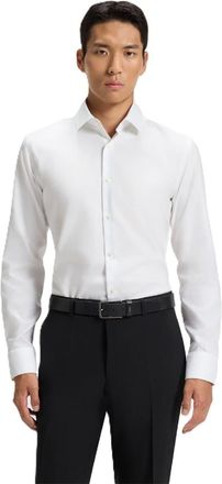 HUGO BOSS Mens Point Collar Long Sleeve Regular Fit Oxford Shirt in White - Size 15.75 inch