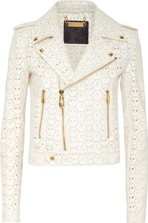 Philipp Plein Leather Jassen - Dames - Zomerjassen - Wit - M - Jassen