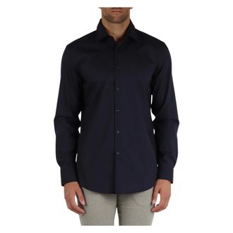 HUGO BOSS Overhemden, Heren, Blauw, M, Katoen, Stretch katoenen slim fit overhemd