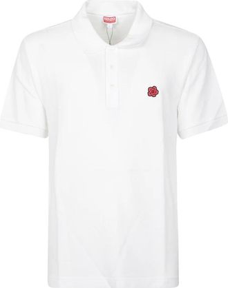 Kenzo Witte Roos Geborduurd T-shirt Polo - Heren - Polos - Wit - M - Katoen - Tops