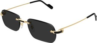 Cartier Ct 0498S 001 Zonnebrillen - Heren - Zonnebrillen - Geel - 55 MM - Accessoires