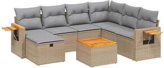 vidaXL Juego De Sof&aacute;s Jard&iacute;n Con Cojines Beige Mezcla 8 Pzas Rat&aacute;n Pe Vidaxl