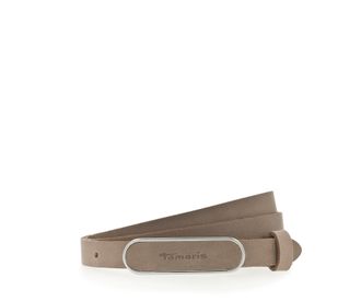 Tamaris Lederg&uuml;rtel TAMARIS, Damen, Gr. 11,5, grau (taupe), Rindsleder, G&uuml;rtel Lederg&uuml;rtel, Elegante, lederbezogene Koppelschliesse in gl&auml;nzendem Silber