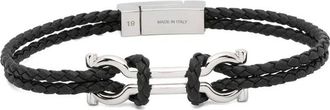 Ferragamo Gancini Plaque Bracelet - male - Ferragamo - Bracelets - Black - ONE SIZE - Accessories