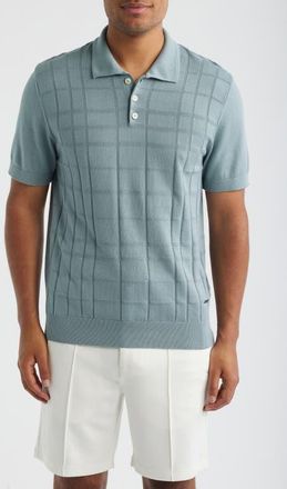 Bugatchi Textured Grid Polo Sweater in Shark at Nordstrom, Size Xxx-Large