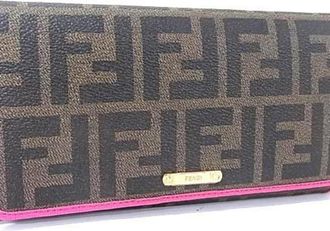 Fendi Zucca Brown Pink Pvc Leather Long Wallet (Bi-Fold) (Pre-Owned)