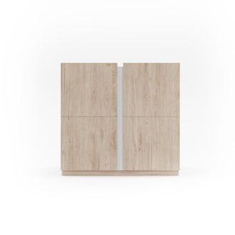 HERDASA Zapatero melamina roble claro detalle blanco 90x95x35 cm