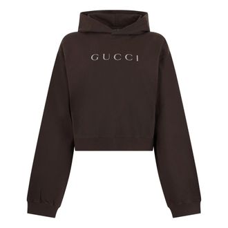 Gucci Sudadera de Algod&oacute;n Jersey con Estampado - Sweatshirts & Hoodies - Mujer - Marr&oacute;n - XS