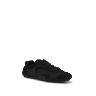 Prada Mens Black Calf Leather Bos Taurus Athletic Sneakers