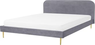 Beliani Beliani - Cama Con Somier De Terciopelo Gris Dorado 180 X 200 Cm Patas De Metal Flayat