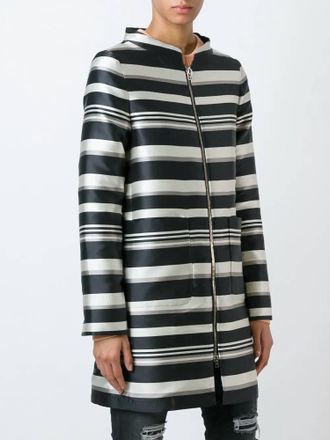 Herno Striped Coat In Black/grey