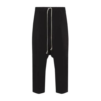 Rick Owens Wide Trousers, male, Black, Size: XL Cropped Cotton Trousers