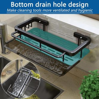 OEM Organizador De Fregadero Con Escurridor, Gancho Y Almacenamiento De Pared Sin Taladrar, Autoadhesivo Para Ba&ntilde;o Y Accesorios De Cocina (negro)