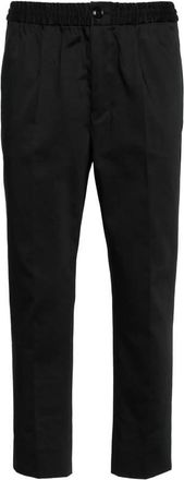 Ami Mens Black Elasticated-Waist Cropped Trousers
