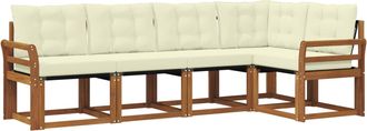 vidaXL Conjunto De Sof&aacute;s De Exterior 5 Uds. Natural Y Crema Vidaxl