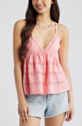 BP. Inset Lace Babydoll Cami in Pink Dianthus at Nordstrom, Size Xx-Small