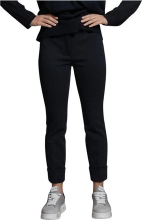 Via Masini 80 Broeken, Dames, Blauw, S, Slim Fit Omgeslagen Broek