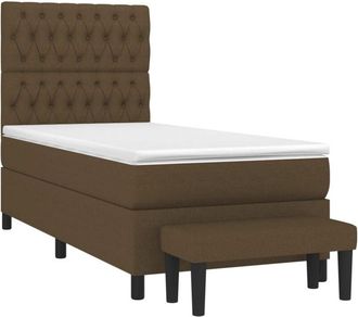 vidaXL Vidaxl - Cama Box Spring Con Colch&oacute;n Tela Marr&oacute;n Oscuro 90x200 Cm