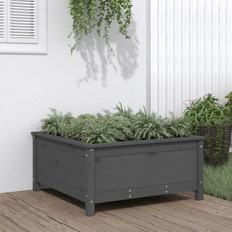 vidaXL Jardinera Madera Maciza De Pino Gris 82,5x82,5x39 Cm Vidaxl