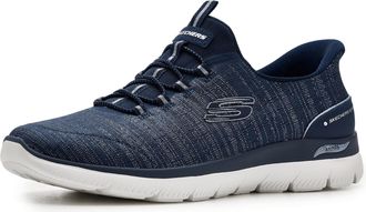 Skechers Womens Arch Fit Summits Hands Free Slip-ins Sneaker, Navy/Silver, 5.5 UK