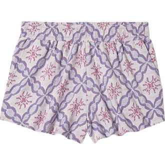 Brixton Tile Print Shorts in Off White/Blue Tile at Nordstrom, Size X-Small