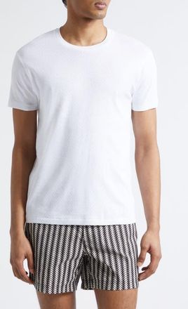 Tom Ford Perforated Rib Crewneck T-Shirt in Optical White at Nordstrom, Size 38 Us