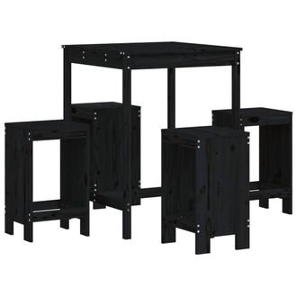Berkfield Home 5 Piece Garden Bar Set Black Solid Wood Pine