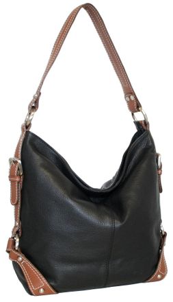 Nino Bossi Leather Bucket Bag in Black