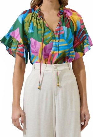 Sugarlips Novi Tropical Erie Split Neck Top In Multi