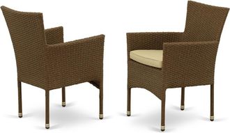 East West Furniture Wicker Patio Chair Brown, BKLC102A