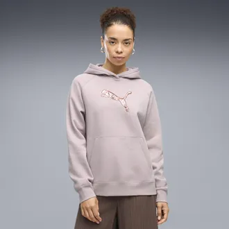 Puma Felpa con cappuccio e paillettes Essentials da donna, Abbigliamento, Rosa, XL
