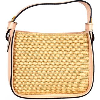 Persaman New York Marie Raffia & Leather Shoulder Bag in Pink at Nordstrom Rack