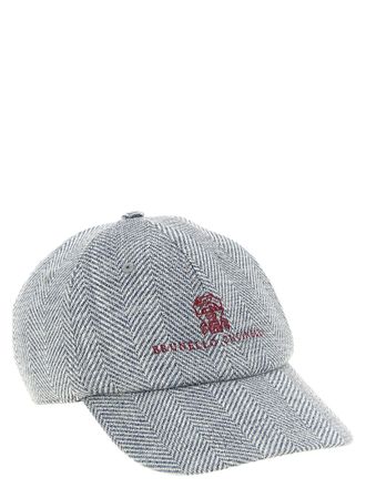 Brunello Cucinelli Chevron Wool-Blend Baseball Cap - Blue