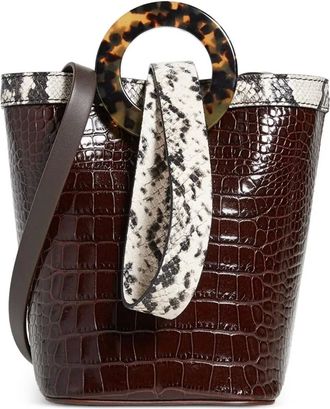 Nico Giani Borsa a secchiello Aurora con effetto coccodrillo - Marrone