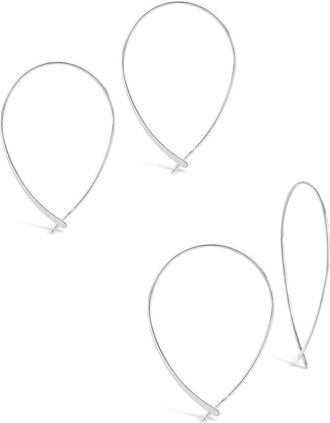 Sterling Forever Delicate Threader Hoop Earrings Set of 2