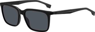HUGO BOSS Grey Rectangular Mens Sunglasses BOSS 1579/S 008A/2K 57