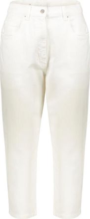 Fabiana Filippi Broeken, Dames, Wit, XS, Katoen, Katoenen cropped broek met metalen klinknagels