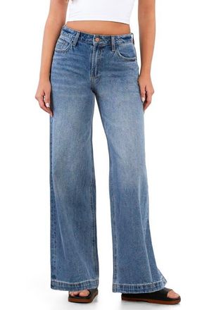 HINT OF BLU High Waist Wide Leg Jeans in Mid Wash Vintage at Nordstrom, Size 26