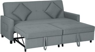 HOMCOM Divano Letto Clic Clac 3 Posti Schienale Reclinabile 196x90x89cm Grigio